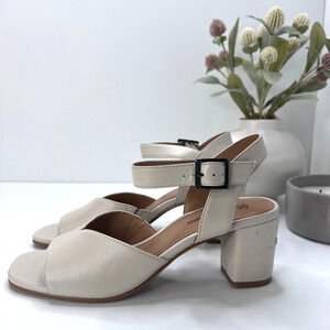 Johnston & Murphy Evelyn Leather Ankle Strap Sandals Bone 78-31638 Women's 7M